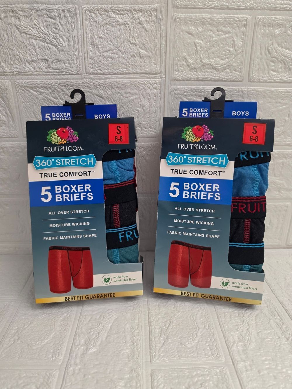 Fruit of the Loom Boys True Comfort Boxer Brief Underwear Bundle 10pc Size S 6/8